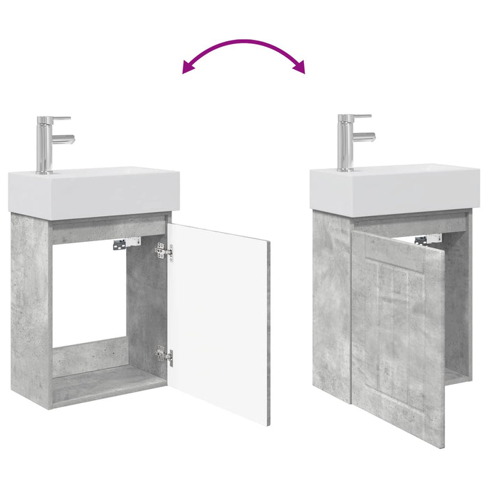 Unitate de baie cu robinet Gri Beton 45,5 x 25,5 x 84 cm - WALTI WALTI