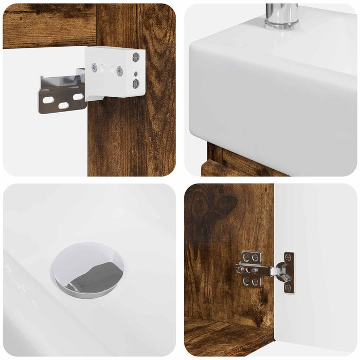 Unitate de baie cu robinet Stejar fumuriu 45,5 x 25,5 x 84 cm - WALTI WALTI