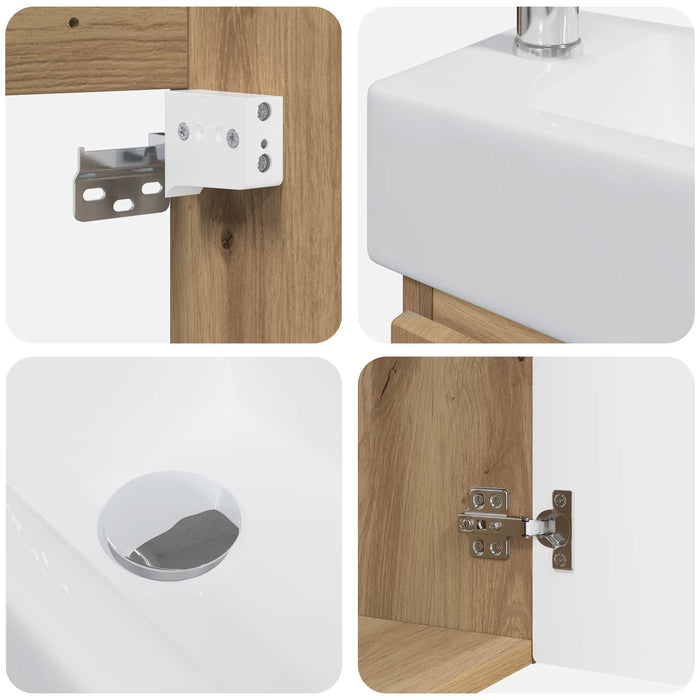 Unitate de baie cu robinet Stejar Artizanal 45,5 x 25,5 x 84 cm - WALTI WALTI
