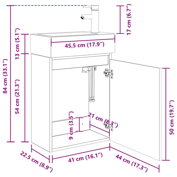 Unitate de baie cu robinet Lemn vechi 45,5 x 25,5 x 84 cm - WALTI WALTI