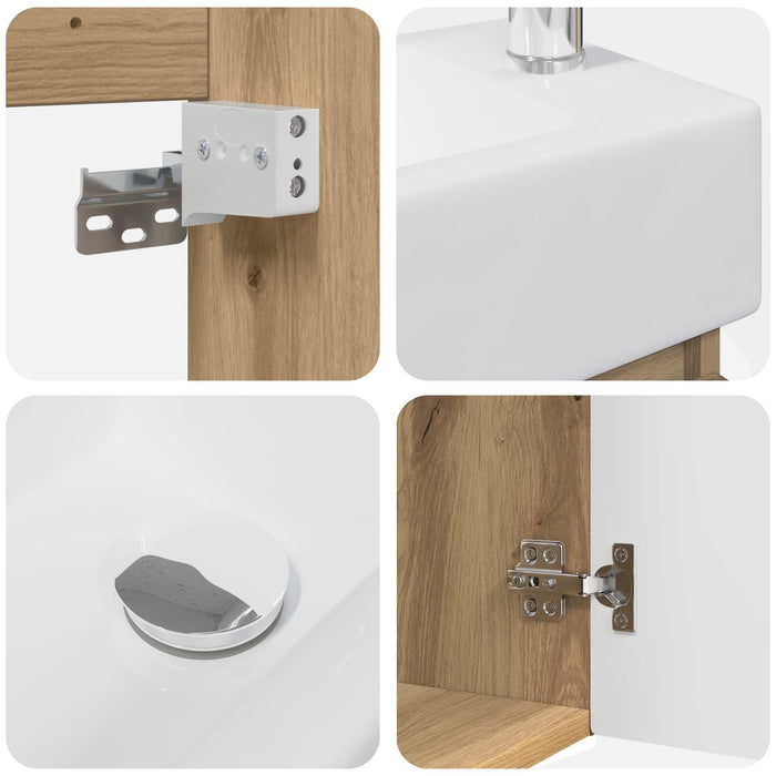 Unitate de baie cu robinet Stejar Artizanal 45,5 x 25,5 x 84 cm - WALTI WALTI