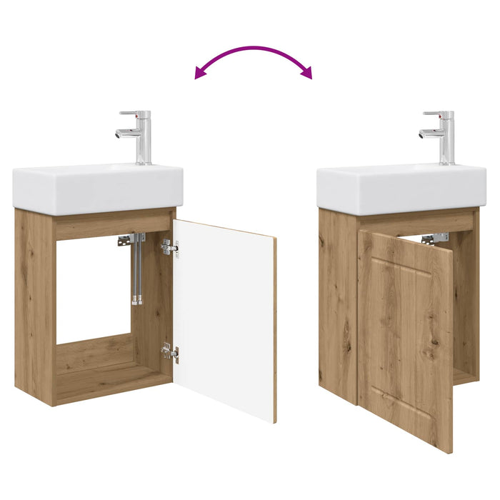 Unitate de baie cu robinet Stejar Artizanal 45,5 x 25,5 x 84 cm - WALTI WALTI