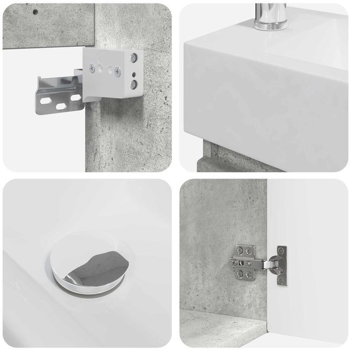 Unitate de baie cu robinet Gri Beton 45,5 x 22,5 x 84 cm - WALTI WALTI