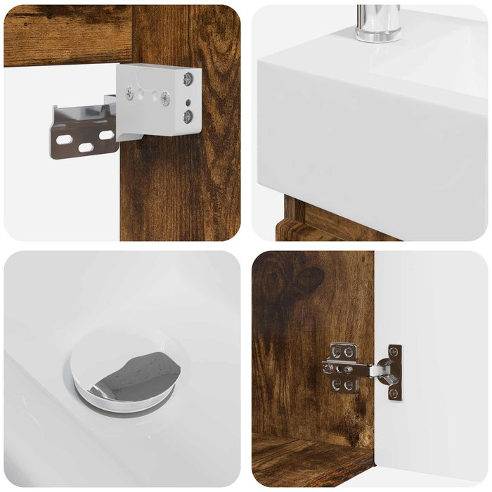 Unitate de baie cu robinet Stejar fumuriu 45,5 x 22,5 x 84 cm - WALTI WALTI