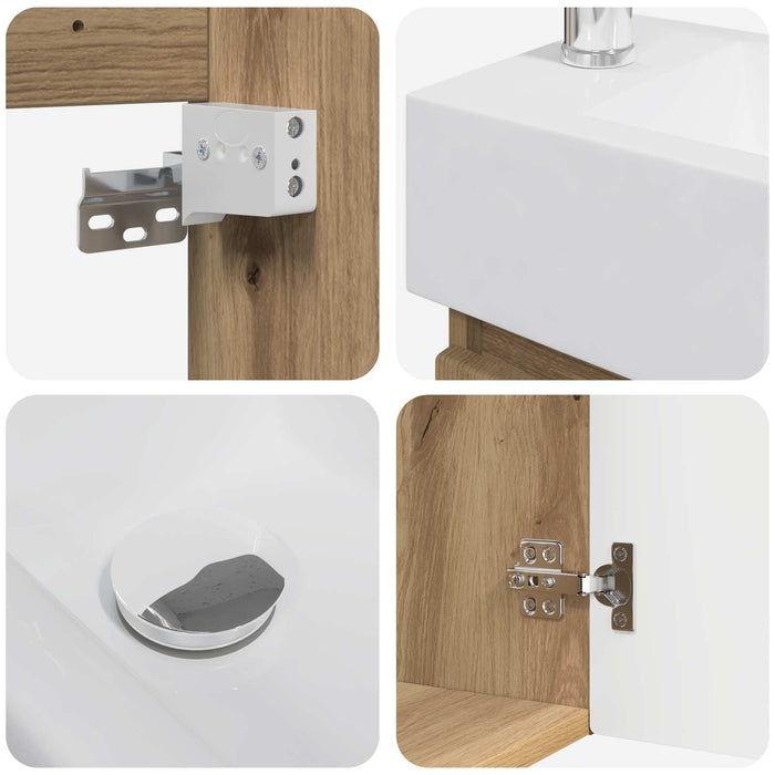 Unitate de baie cu robinet Stejar Artizanal 45,5 x 22,5 x 84 cm - WALTI WALTI