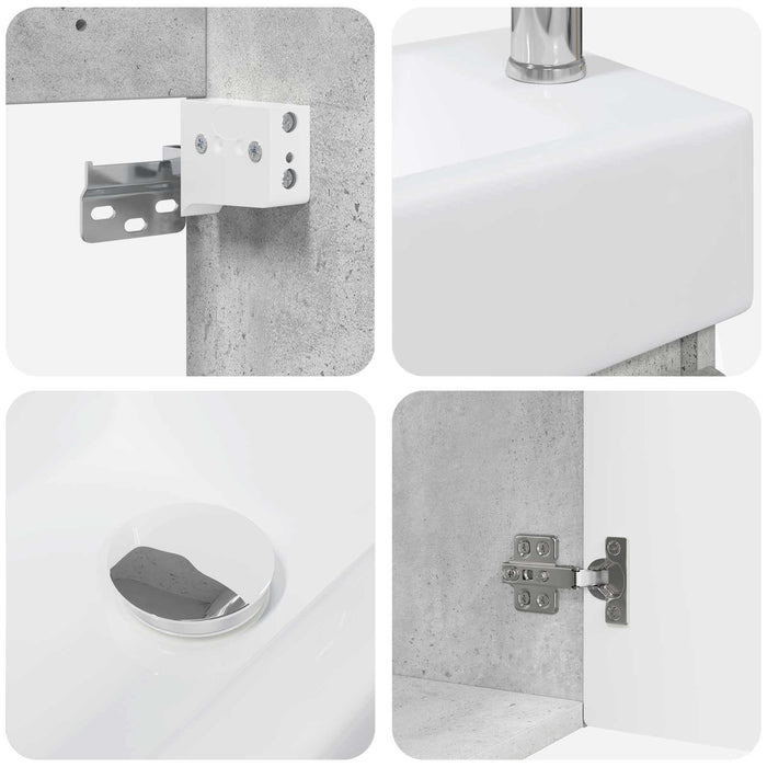 Unitate de baie cu robinet Gri Beton 45,5 x 22,5 x 84 cm - WALTI WALTI