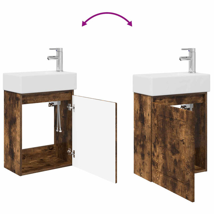 Unitate de baie cu robinet Stejar fumuriu 45,5 x 22,5 x 84 cm - WALTI WALTI