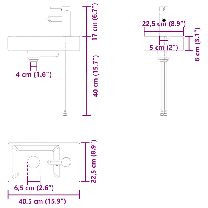 Unitate de baie cu robinet Gri Beton 40,5 x 22,5 x 62 cm - WALTI WALTI