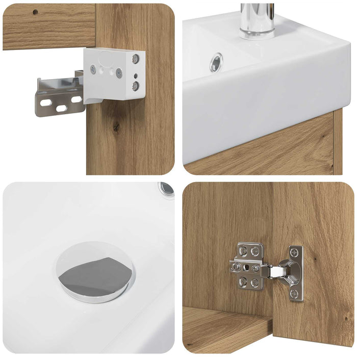 Chiuveta de baie cu birou Stejar artizanal 40,5 x 22,5 x 62 cm - WALTI WALTI