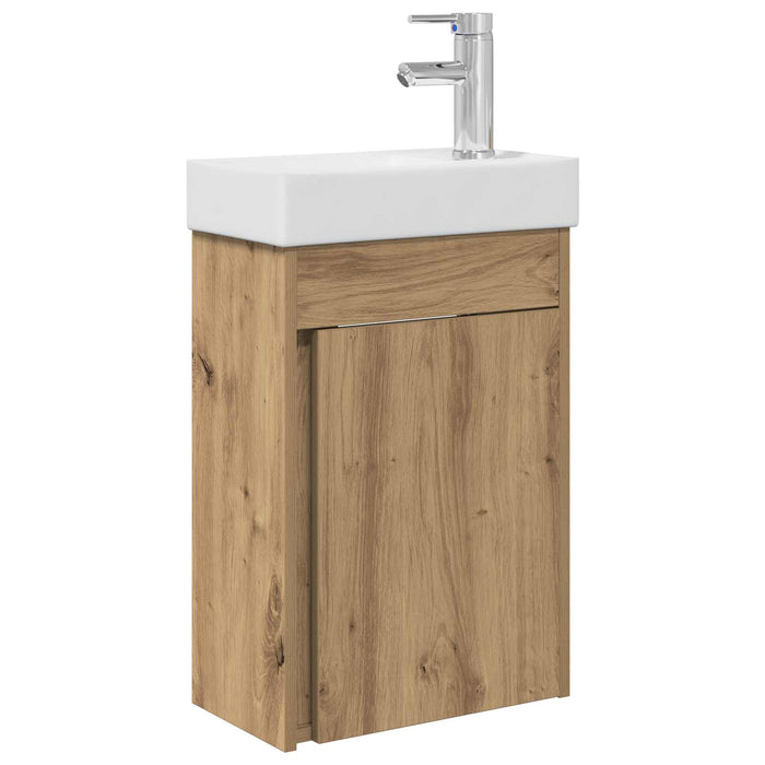 Chiuveta de baie cu birou Stejar artizanal 40,5 x 22,5 x 62 cm - WALTI WALTI