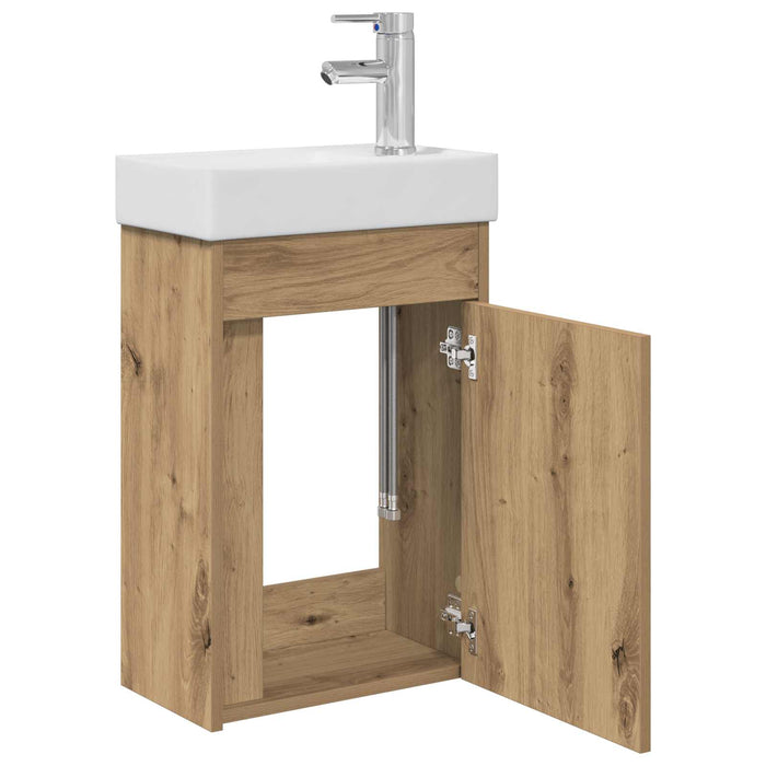 Chiuveta de baie cu birou Stejar artizanal 40,5 x 22,5 x 62 cm - WALTI WALTI