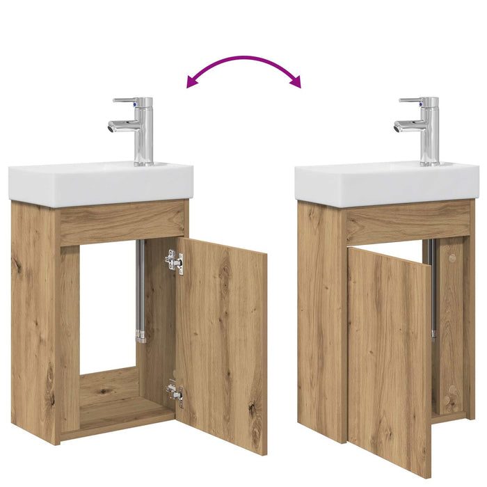 Chiuveta de baie cu birou Stejar artizanal 40,5 x 22,5 x 62 cm - WALTI WALTI