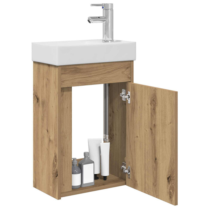 Chiuveta de baie cu birou Stejar artizanal 40,5 x 22,5 x 62 cm - WALTI WALTI