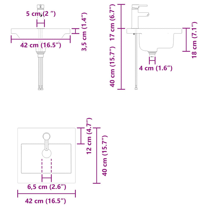 Unitate de baie cu robinet Gri Beton 42 x 40 x 74,5 cm - WALTI WALTI