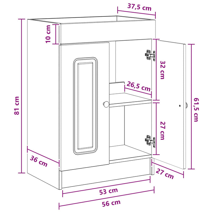 Dulap de baie sub chiuvetă Gri Beton 56 x 37,5 x 81 cm WALTI