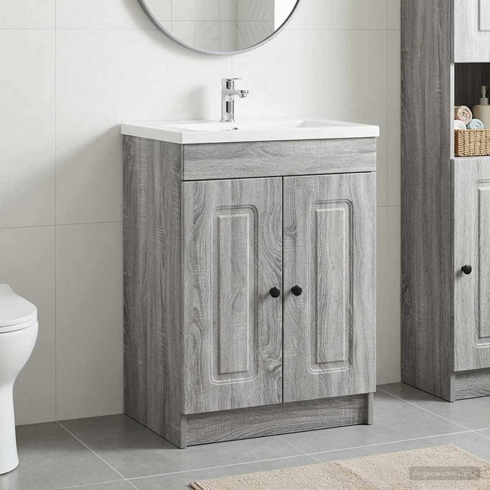 Dulap de baie sub chiuvetă Sonoma gri 56 x 37,5 x 81 cm - WALTI WALTI
