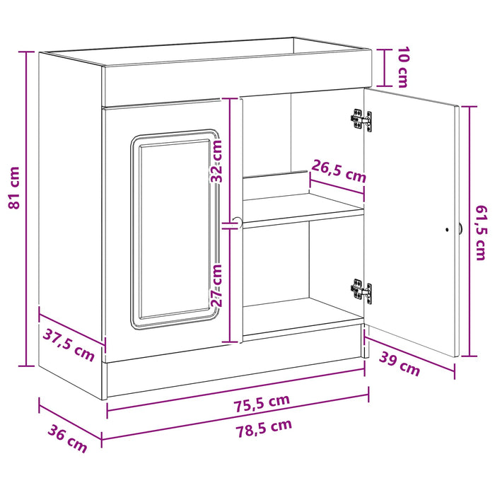 Dulap de baie sub chiuvetă Stejar fumuriu 78,5 x 37,5 x 81 cm - WALTI WALTI