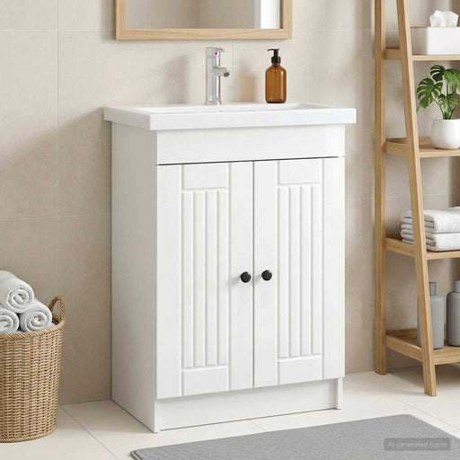 Dulap de baie sub chiuvetă Alb foarte lucios 56 x 37,5 x 81 cm - WALTI WALTI