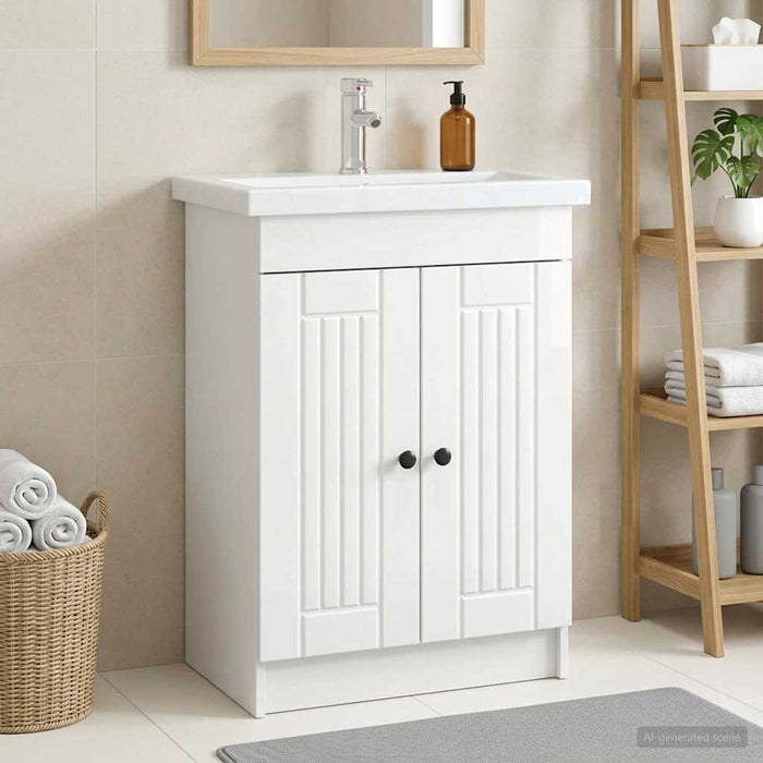 Dulap de baie sub chiuvetă Alb foarte lucios 56 x 37,5 x 81 cm - WALTI WALTI