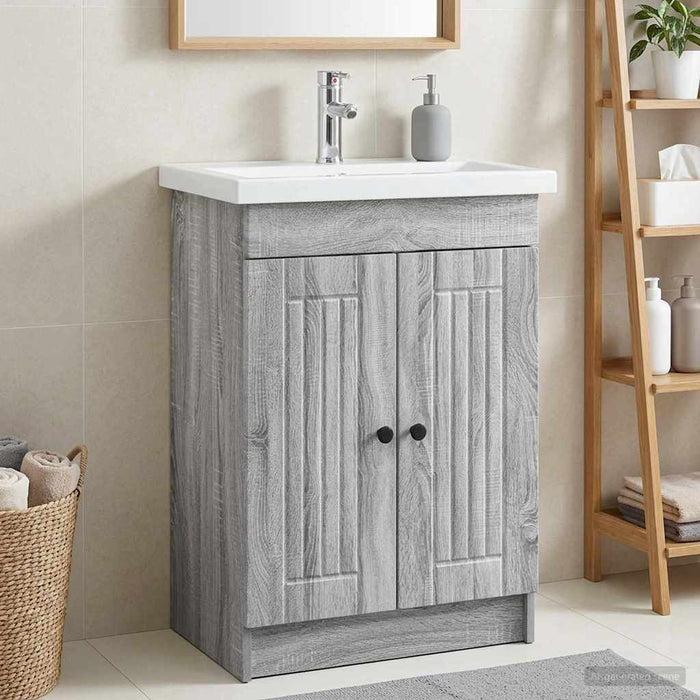 Dulap de baie sub chiuvetă Sonoma gri 56 x 37,5 x 81 cm - WALTI WALTI