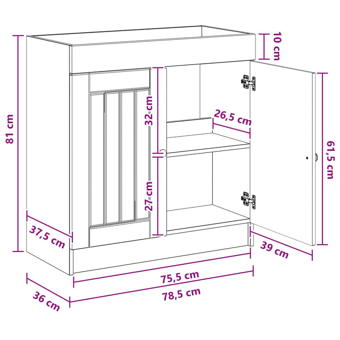 Dulap de baie sub chiuvetă Gri Beton 78,5 x 37,5 x 81 cm WALTI