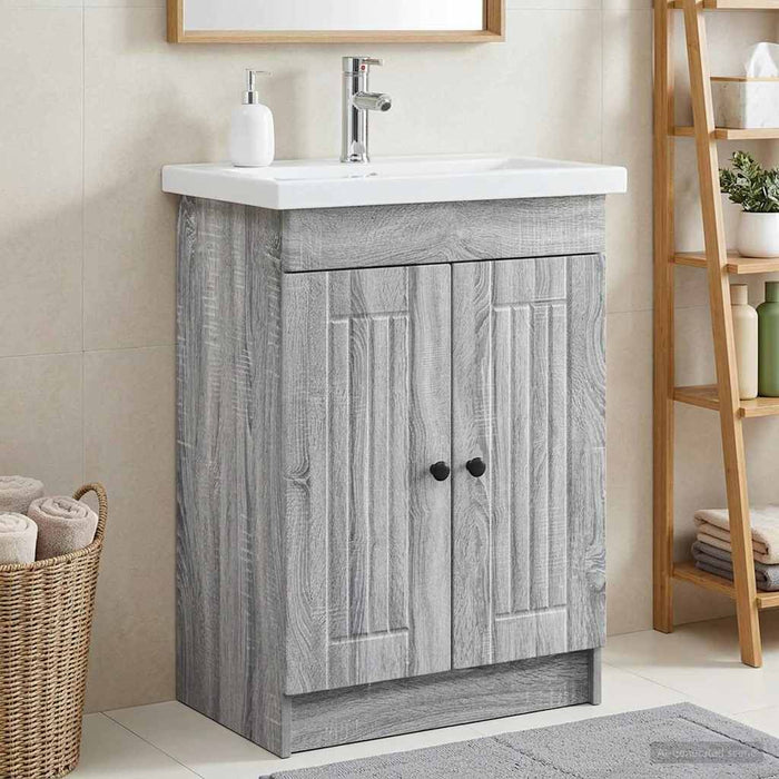 Dulap de baie sub chiuvetă Sonoma gri 78,5 x 37,5 x 81 cm - WALTI WALTI