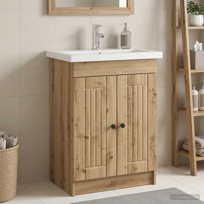 Dulap de baie sub chiuvetă Stejar Artizanal 78,5 x 37,5 x 81 cm - WALTI WALTI