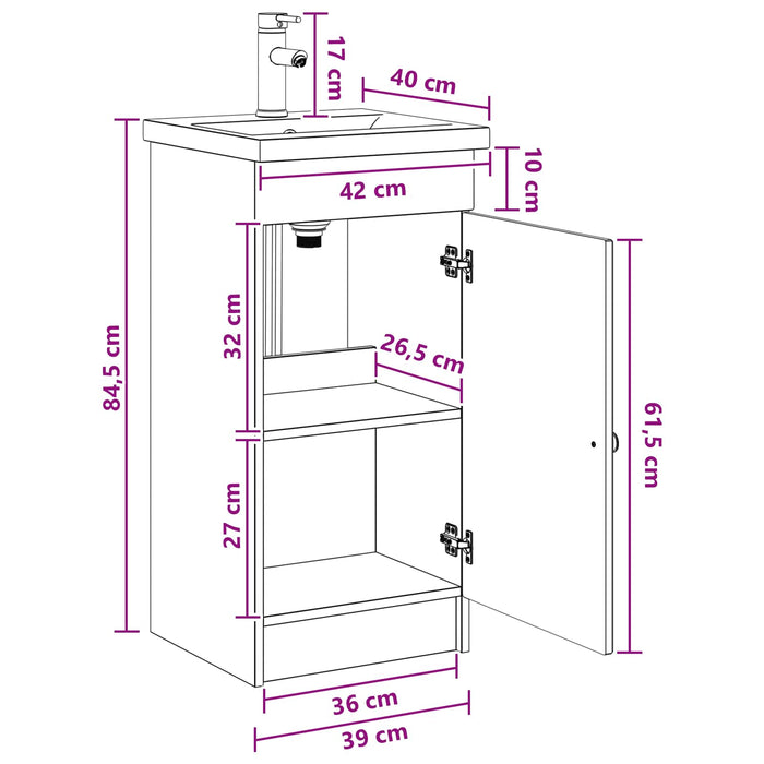 Mobilă de baie cu chiuvetă Gri Beton 42 x 40 x 84,5 cm - WALTI WALTI