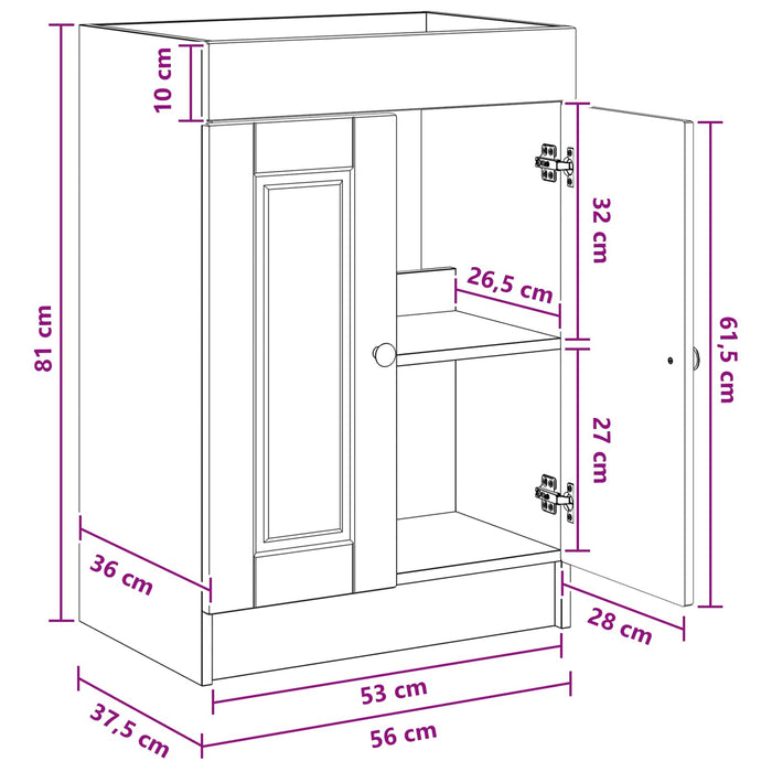 Dulap de baie sub chiuvetă Stejar fumuriu 56 x 37,5 x 81 cm - WALTI WALTI