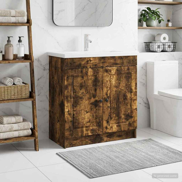 Dulap de baie sub chiuvetă Stejar fumuriu 78,5 x 37,5 x 81 cm - WALTI WALTI