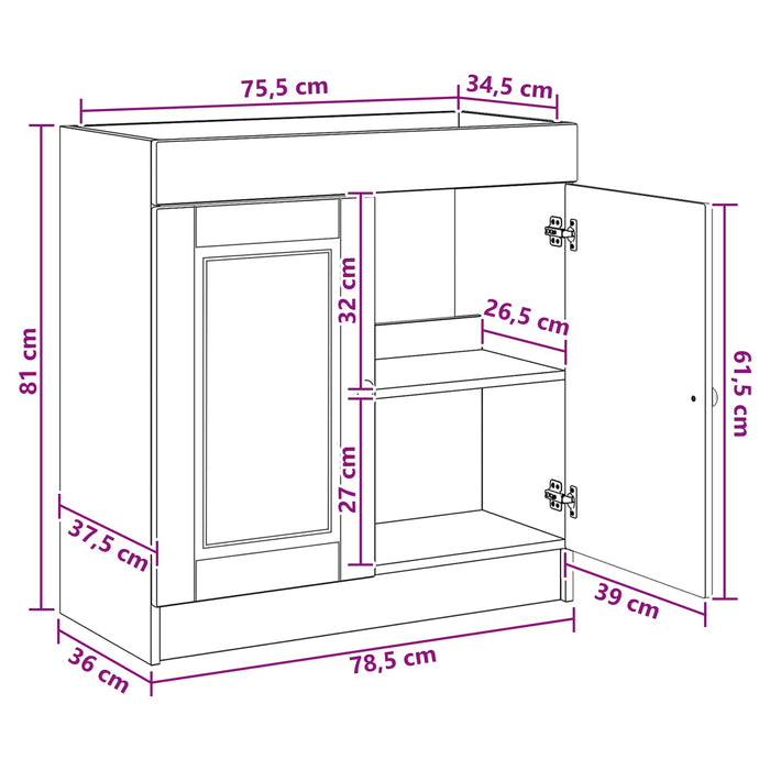 Dulap de baie sub chiuvetă Sonoma gri 78,5 x 37,5 x 81 cm WALTI
