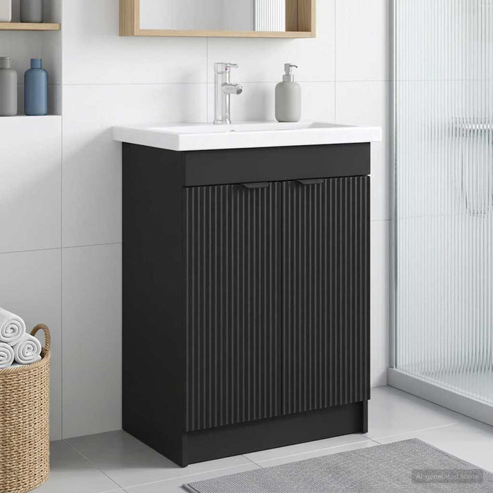 Dulap de baie sub chiuvetă Negru 56 x 37,5 x 81 cm - WALTI WALTI
