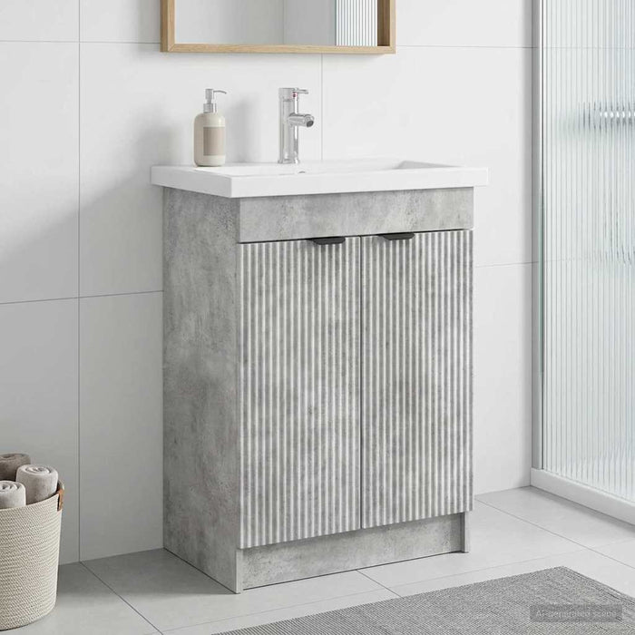 Dulap de baie sub chiuvetă Gri Beton 56 x 37,5 x 81 cm - WALTI WALTI