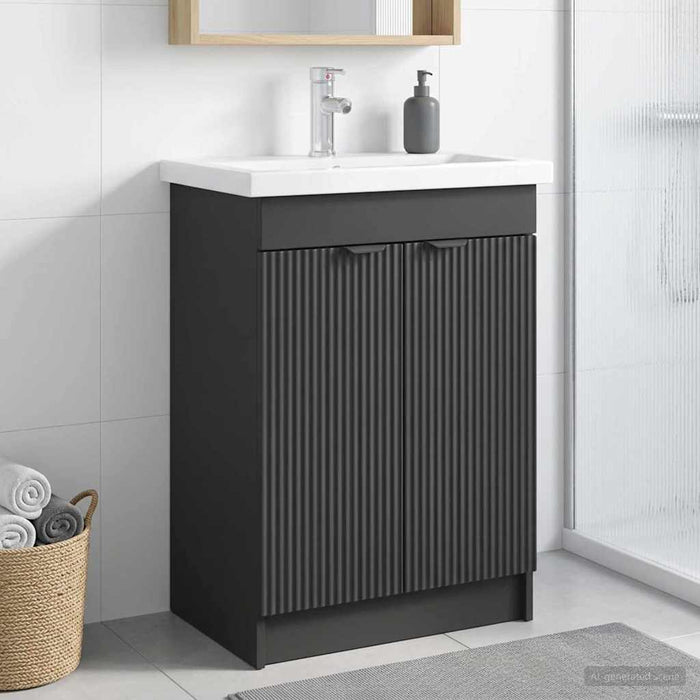 Dulap de baie sub chiuvetă Negru 78,5 x 37,5 x 81 cm - WALTI WALTI