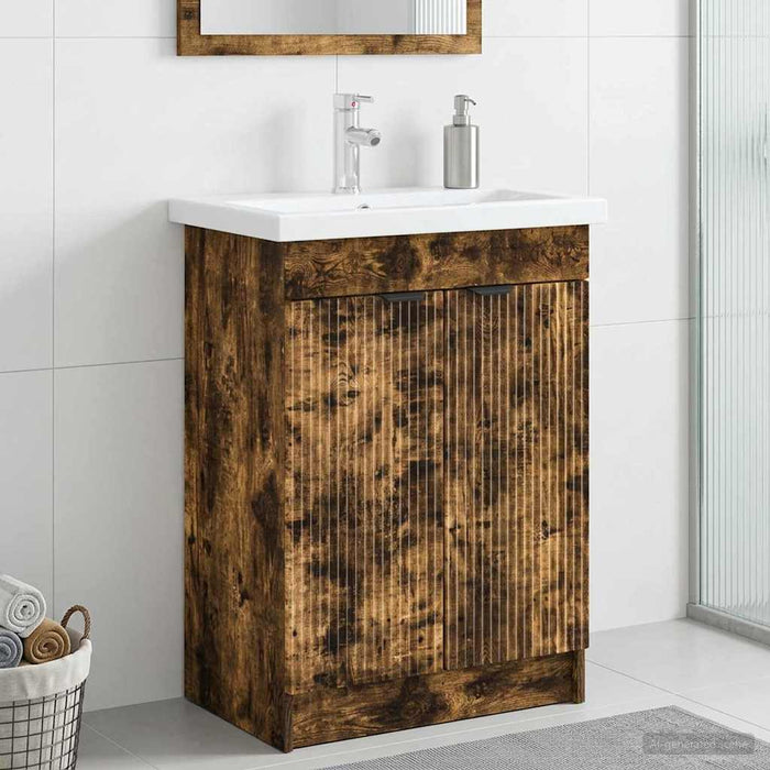 Dulap de baie sub chiuvetă Stejar fumuriu 78,5 x 37,5 x 81 cm - WALTI WALTI