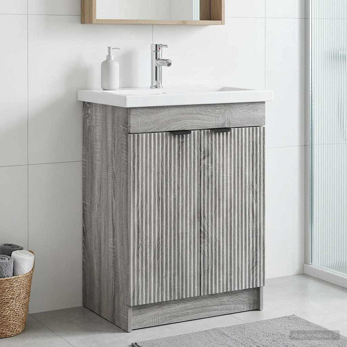 Dulap de baie sub chiuvetă Sonoma gri 78,5 x 37,5 x 81 cm - WALTI WALTI