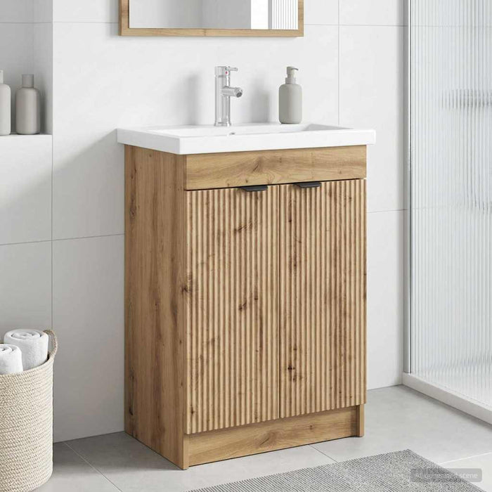 Dulap de baie sub chiuvetă Stejar Artizanal 78,5 x 37,5 x 81 cm - WALTI WALTI