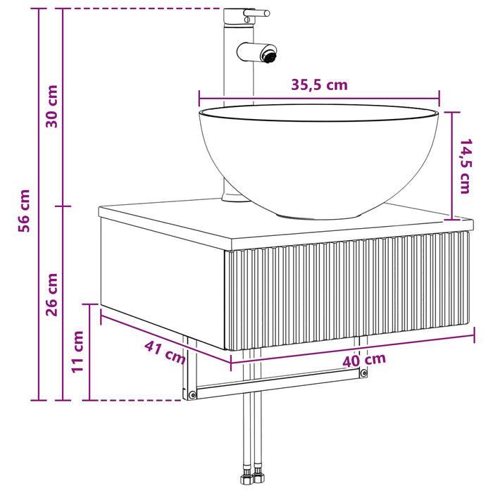 Basin de spălare montat pe perete Lemn vechi 40 x 41 x 40,5 cm - WALTI WALTI