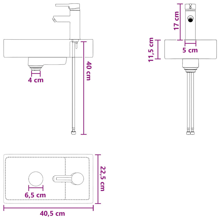Chiuvetă de baie Negru mat 40,5 x 22,5 x 11,5 cm Metal - WALTI WALTI