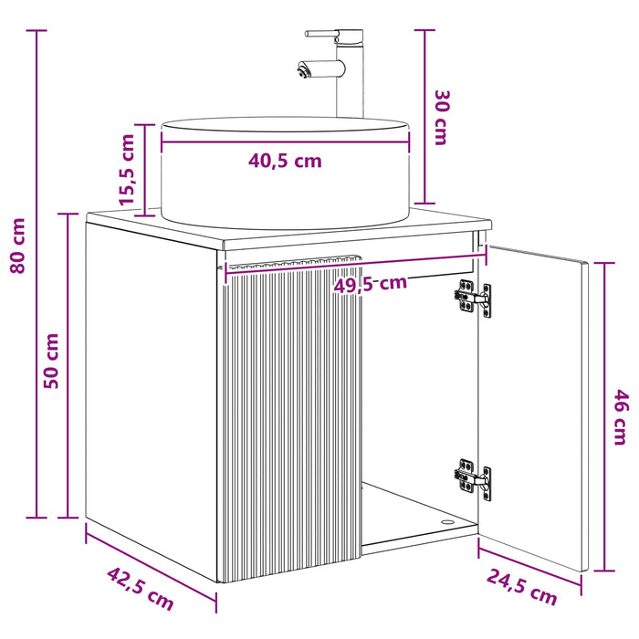 Chiuvetă de baie suspendată Sonoma gri 49,5 x 44,5 x 65,5 cm WALTI