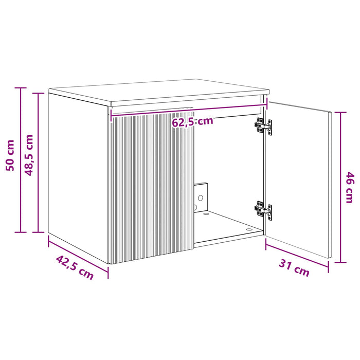 Dulap Bathroom Montat pe Perete Sonoma gri 62,5 x 44,5 x 50 cm - WALTI WALTI