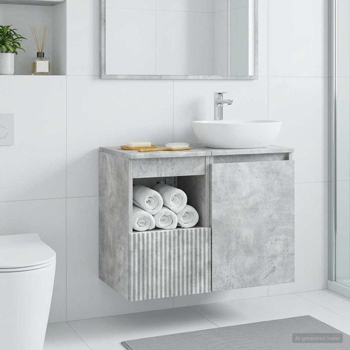 Dulap de Baie Gri Beton 30 x 35 x 50 cm Lemn prelucrat - WALTI WALTI