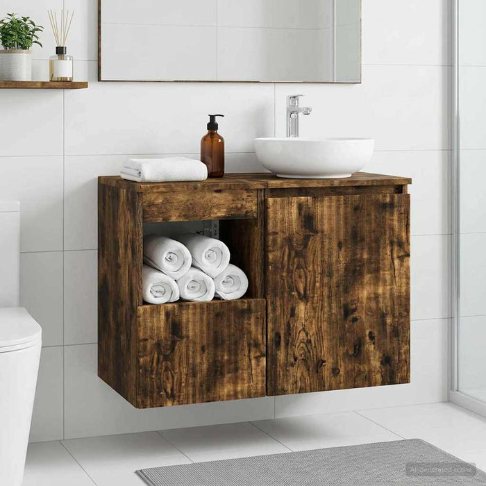 Dulap de Baie Stejar fumuriu 30 x 35 x 50 cm Lemn prelucrat - WALTI WALTI
