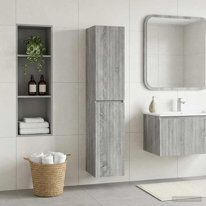 Dulap Bathroom Montat pe Perete Sonoma gri 33 x 34,5 x 160 cm - WALTI WALTI