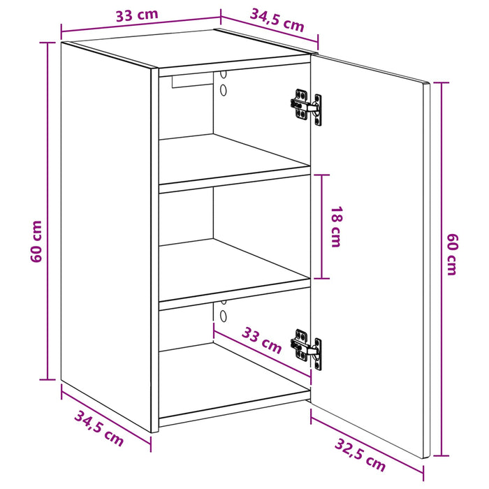 Dulap Bathroom Montat pe Perete Sonoma gri 33 x 34,5 x 60 cm WALTI