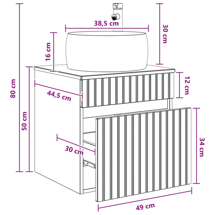 Chiuvetă de baie suspendată Gri Beton 49 x 44,5 x 66 cm WALTI