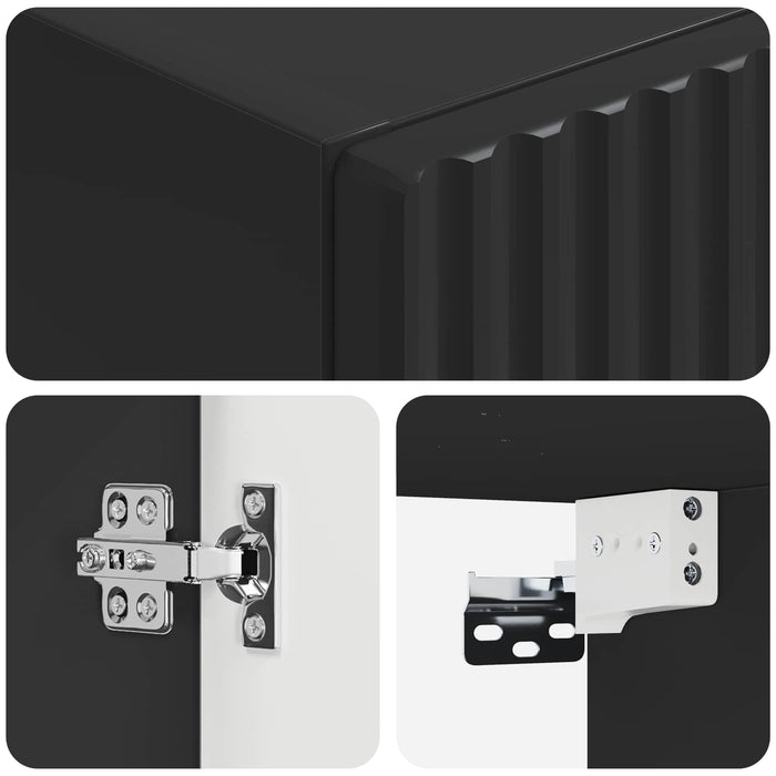 Dulap Bathroom Montat pe Perete Negru 33 x 34,5 x 160 cm - WALTI WALTI