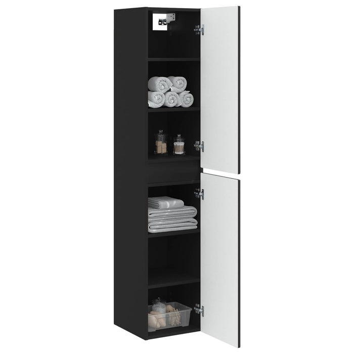 Dulap Bathroom Montat pe Perete Negru 33 x 34,5 x 160 cm - WALTI WALTI