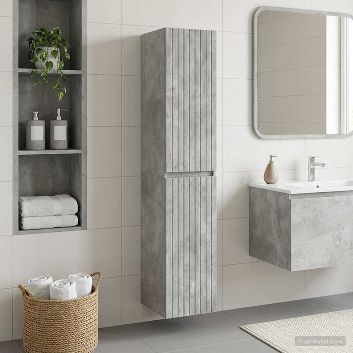 Dulap Bathroom Montat pe Perete Gri Beton 33 x 34,5 x 160 cm - WALTI WALTI