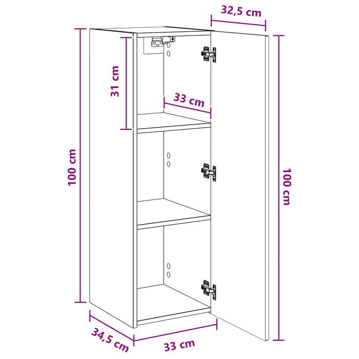 Dulap Bathroom Montat pe Perete Sonoma gri 33 x 34,5 x 100 cm WALTI